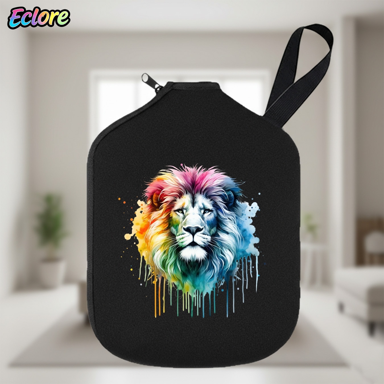Table Tennis Game - Colorful Watercolor Lion Head Pickleball Paddle